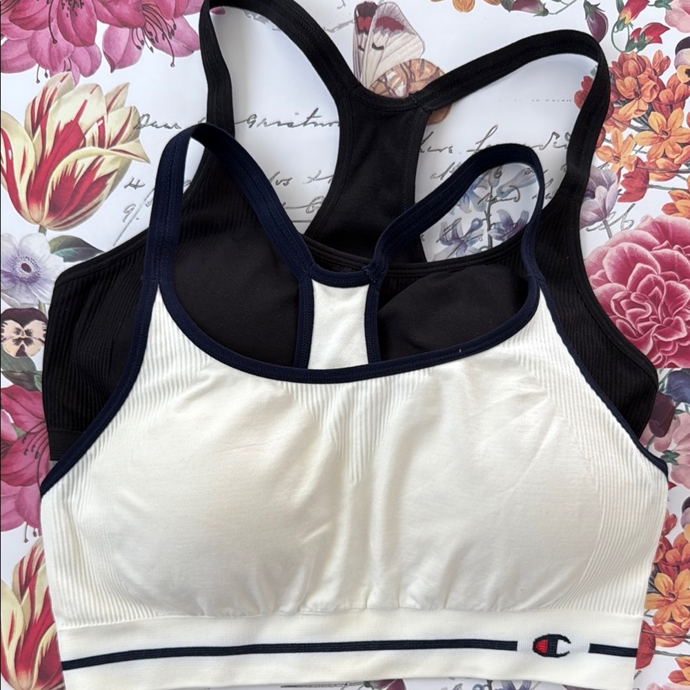 Brand New Champion Women's Black and  White Sports Bra Set